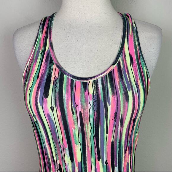 Ivivva Yellow Black Pink Abstract Strip Knit Tank Girls 14 - Picture 3 of 8